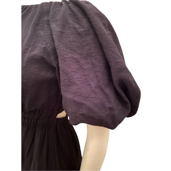 ANTHROPOLOGY MOON RIVER PUFF SLEEVE BACK CUTOUT SMOCKED WAIST MIDI DRESS SMALL - Picture 6 of 16